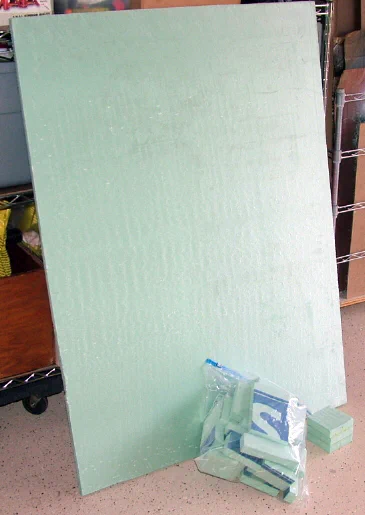 Green insulating foam used for testing CNC machining